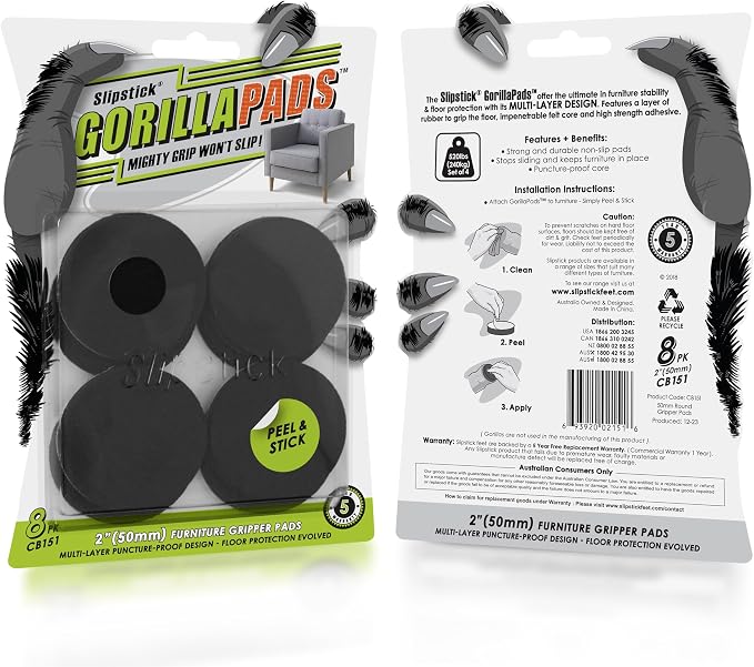 Slipstick GorillaPads Non Slip Furniture Pads/Gripper Floor Protectors 2 Inch - Image 4