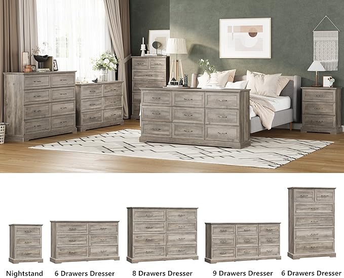 8 Drawer Dresser for Bedroom, Rustic Farmhouse Dresser - Image 7