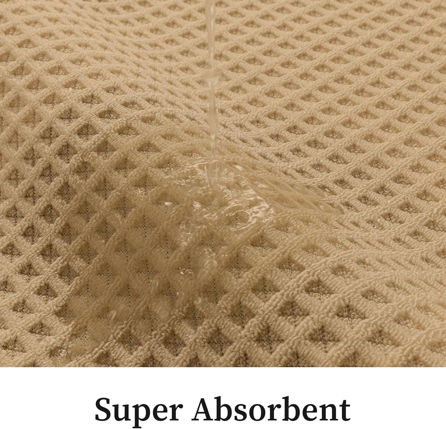 YIHOUSE Waffle Ultra Thin Small Bath Mat, Soft & Absorbent Bathroom Rug, Non-Slip Rubber Backed, Quick Dry Shower Mat, Boho Farmhouse Bathroom Decor, Machine Washable, Khaki, 17 * 24