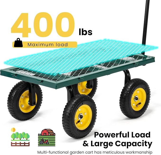 VIVOHOME Heavy Duty 400 Lbs Capacity Mesh Steel Garden Cart Folding Utility - Image 4