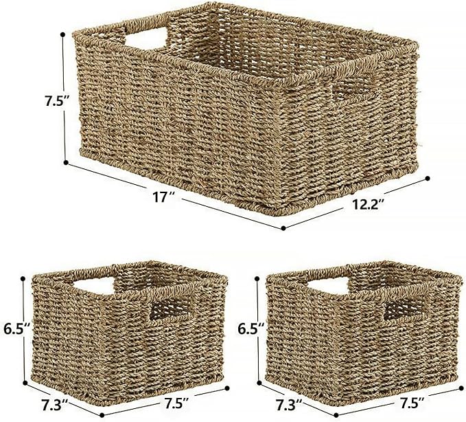 HOONEX Large Wicker Baskets for Storage, Seagrass Baskets - Image 7