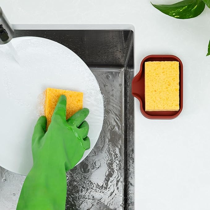 Zulay Kitchen Small Silicone Sponge Holder – Space-Saving Sink Organizer Tray - Image 3