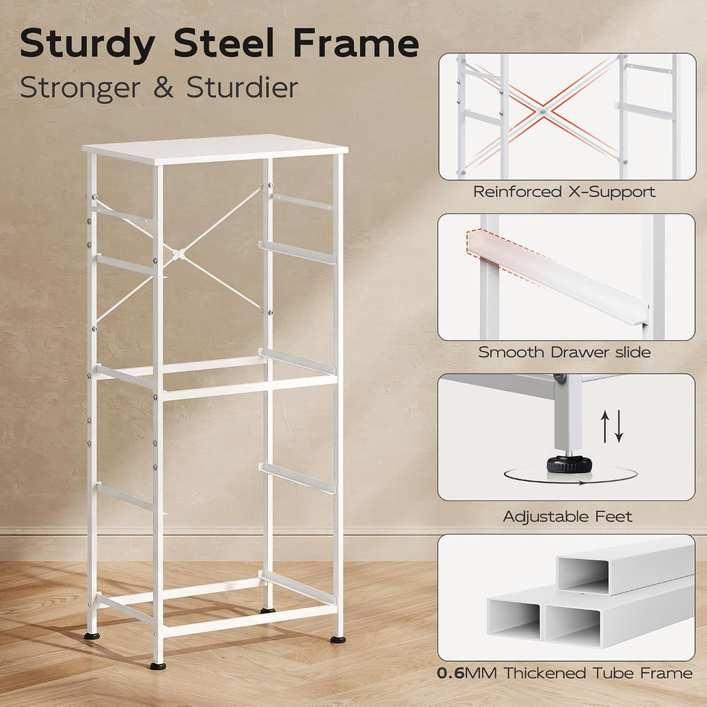 WLIVE Small Dresser Nightstand for Bedroom, 4 Drawers, White