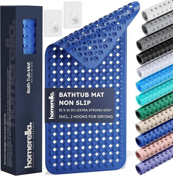 homerella® Bathtub Mat Non Slip 35x16, Incl. Hooks by Homerella