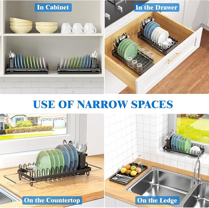 Small Dish Drying Rack Over The Sink, Compact Dish Rack - Image 7