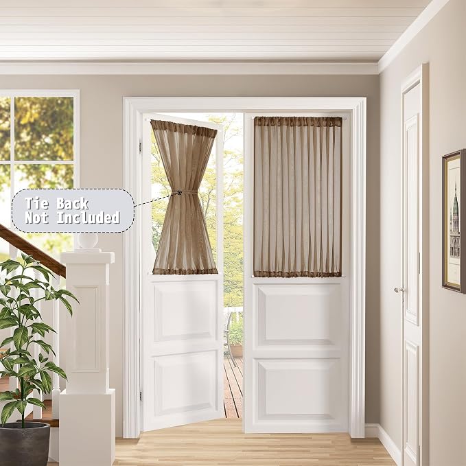 Tollpiz Small Sheer Door Curtain Closet Linen Textured Curtain Sheers Doorway - Image 2