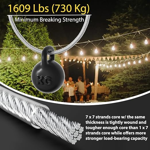 3/16" Wire Rope Kit, 100Ft PVC Coated Steel Cable Guide Wire Tensioner Strainer - Image 6