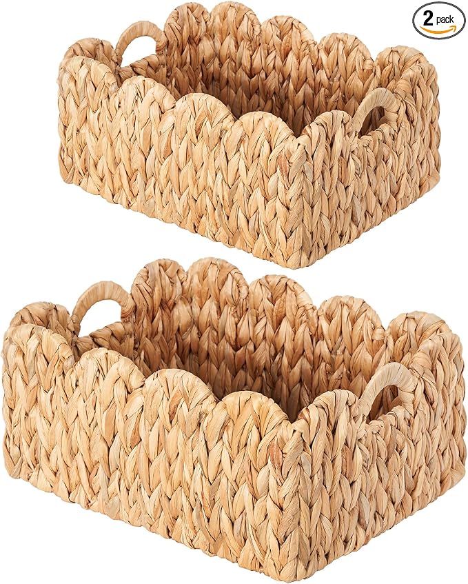 Scalloped Basket Wicker & Rattan Storage Basket by Floramill