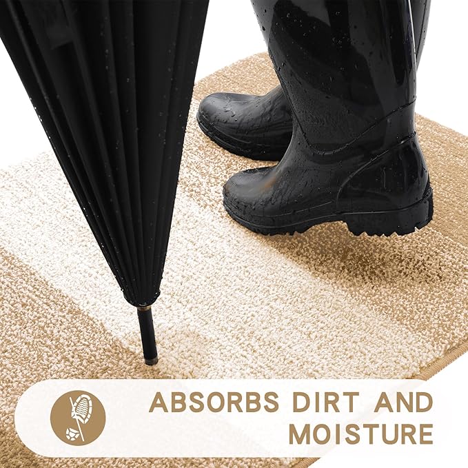 Kitinjoy Indoor Outdoor Door Mat, 71x47 Non-Slip Absorbent Dirt Trapper - Image 2