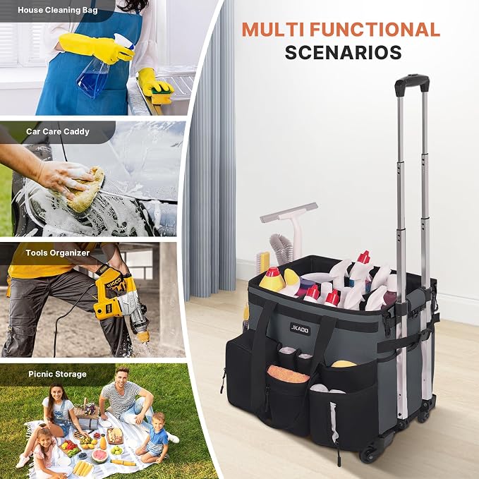 Large Rolling Cleaning Caddy Bag - Image 7