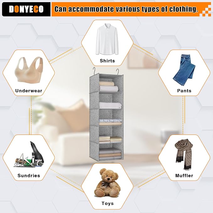 5-Shelf Hanging Storage Closet Organizer, Linen Rv Storage and Organization - Image 8