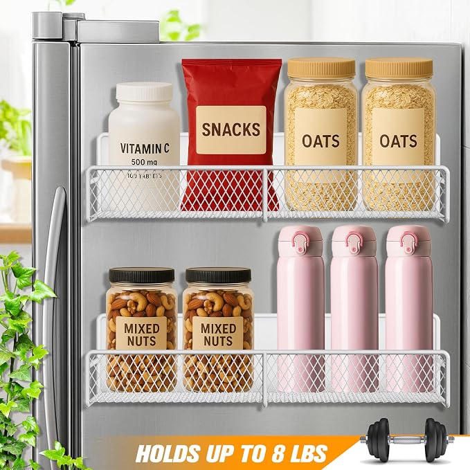 2 Pack Magnetic Spice Rack for Refrigerator, Rustproof Magnetic Shelf for Fridge - Image 2