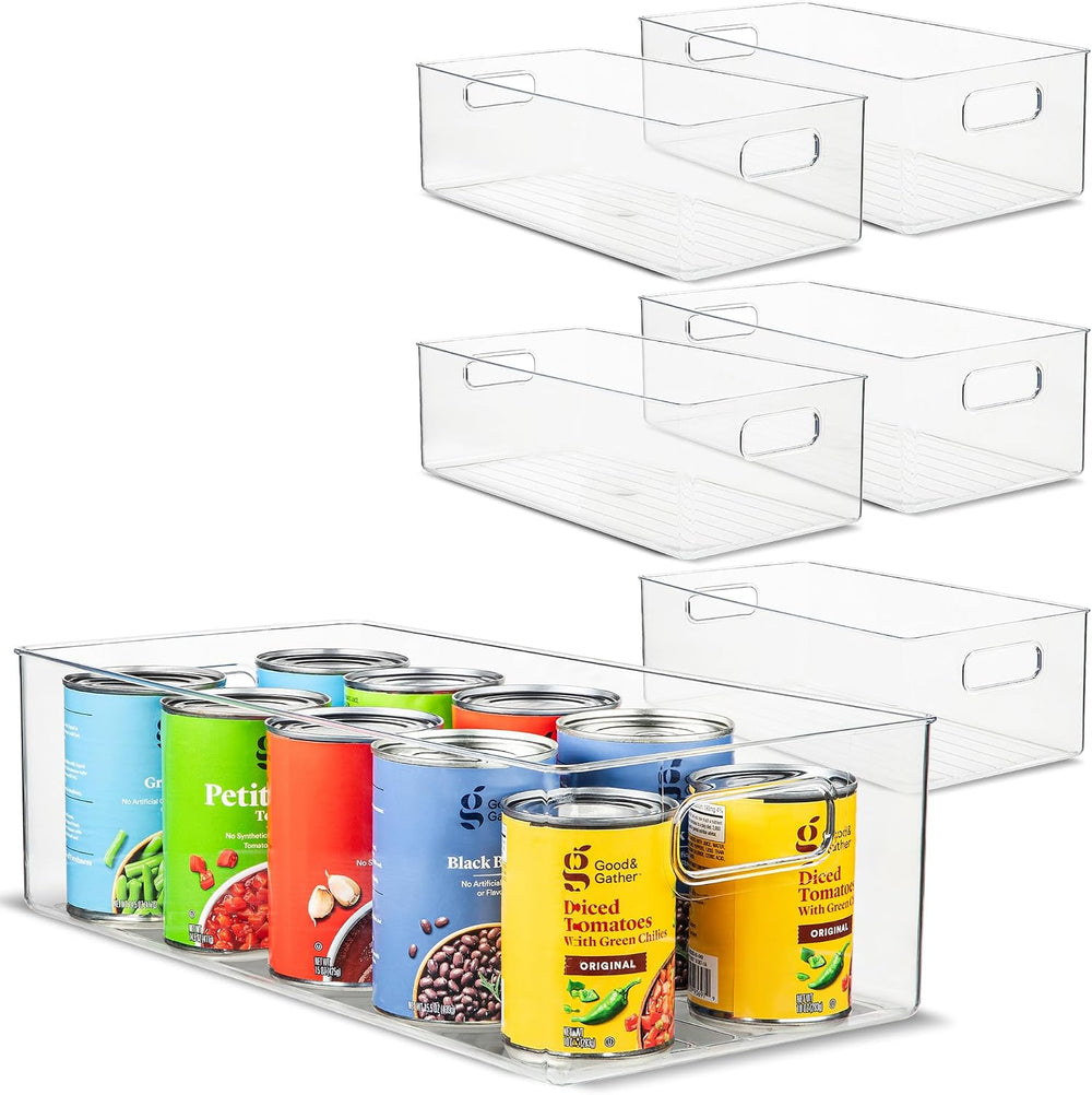 Plastic Food Storage 6 Pack Clear Container Bin
