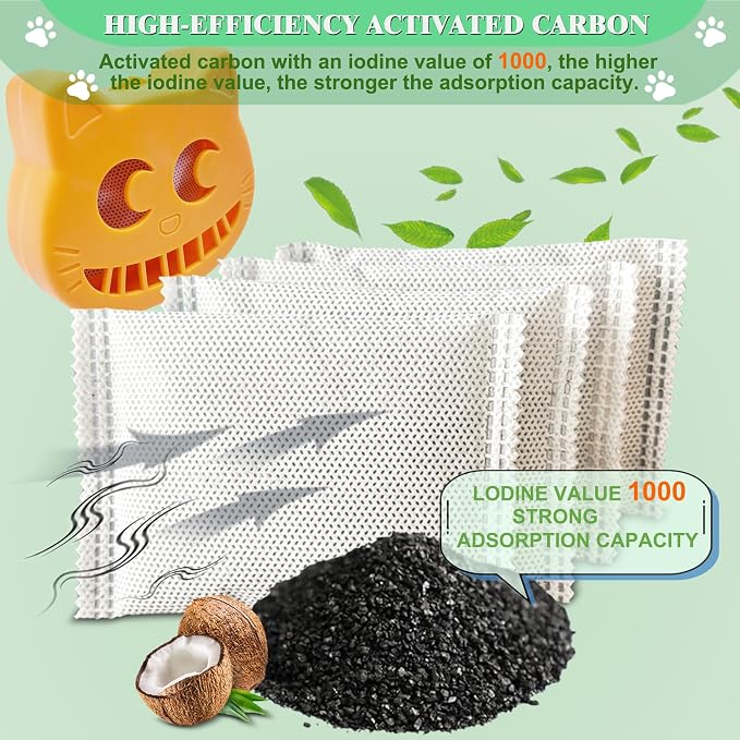Unscented Cat Litter Box Deodorizer Kit Stick-On Activated Carbon Odor - Image 2