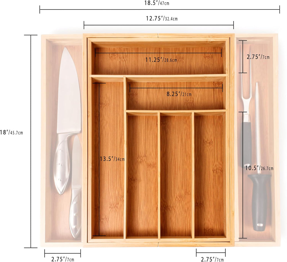 BergHOFF Bamboo 8-Slot Expandable Flatware Organizer Fits Most Kitchen Drawer...
