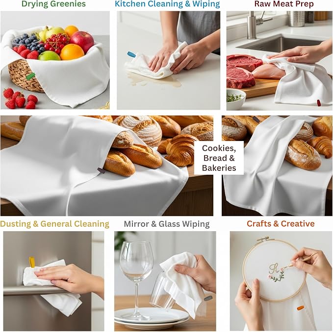 7-Pack Flat Flour Sack Towels – 100% Cotton Kitchen Dish & Tea Towels - Image 2
