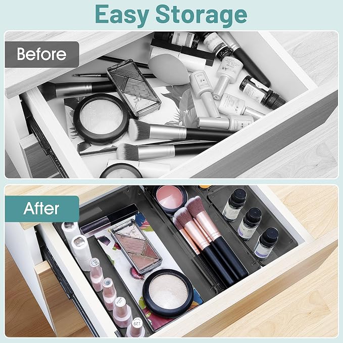 WOWBOX 25 PCS Plastic Drawer Organizer Set, Desk Drawer Divider Organizers and - Image 4