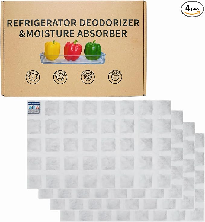 4 Pack Refrigerator Deodorizer, Outperforms Baking Soda Fridge Deodorizer by Aeribbon