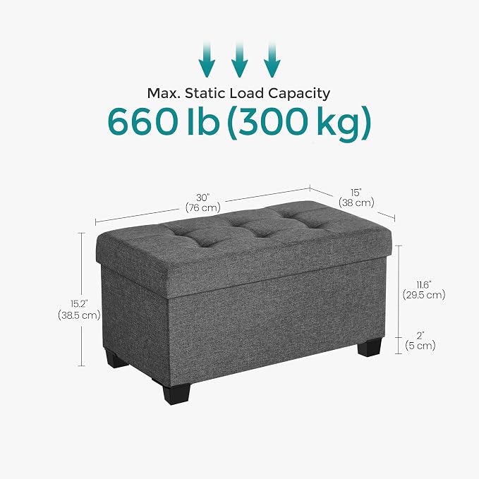 SONGMICS Storage Ottoman Bench, Foldable Foot Rest - Image 3