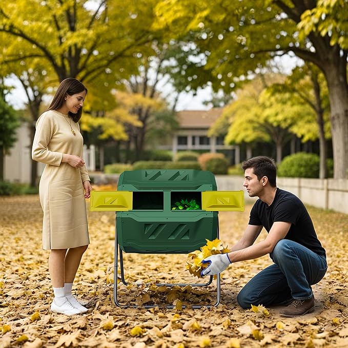43 Gallon Outdoor Dual Chamber Tumbling Composter - Image 2