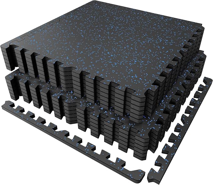 PRAISUN 0.6" Thicker Gym Mat, 12 Tiles 48 Sq Ft Workout Mats, Interlocking Foam by PRAISUN