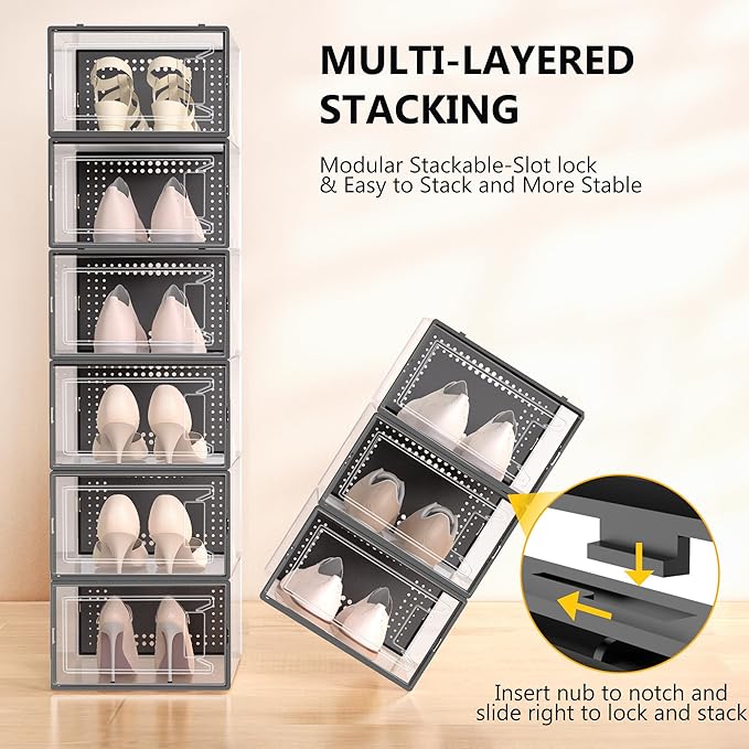12 Pack Large Shoe Organizer Storage Boxes - Image 3