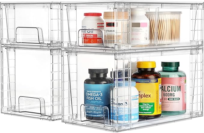 Vtopmart 6 Pack Clear Stackable Storage Drawers, Plastic Drawers - Image 9