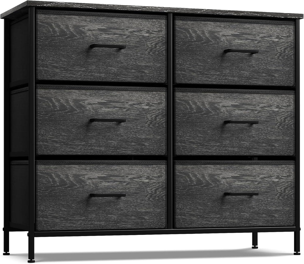 Sorbus Dresser for Bedroom, Wood Top (6 Drawer, Gray Wood)
