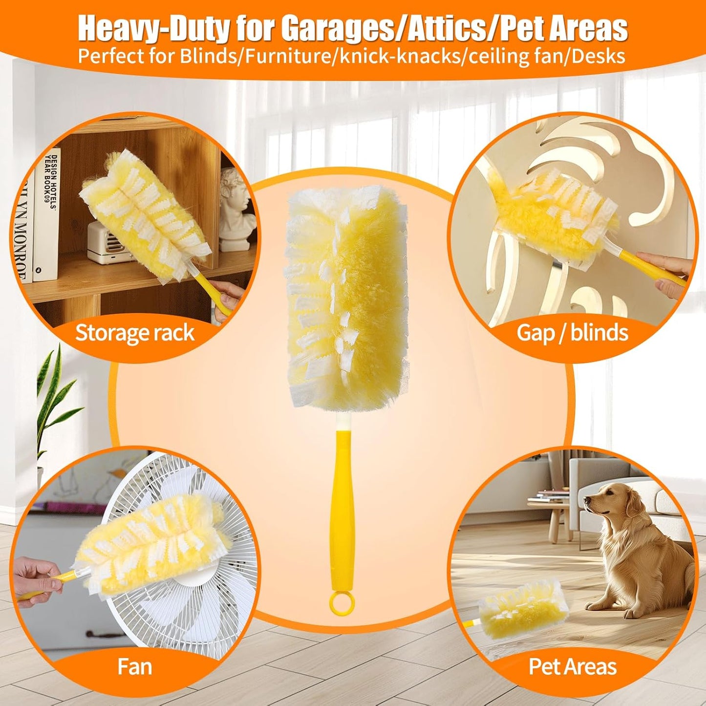 50 Count 360° Heavy Duty Duster Refills Compatible with Swiffer, Larger Size-Extra Thick Electrostatic Disposable dusters Refill for Electronics, Furniture, Blinds, Ceiling Fans, Unscented