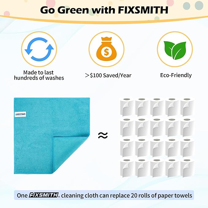 FIXSMITH Microfiber Cleaning Cloth, 50 Pack Cleaning Rags, Cleaning Towels - Image 7