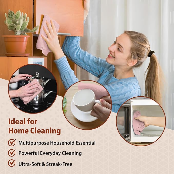 H4N Microfiber Cleaning Cloth Roll, 85 Pack Micro Fiber Wash Cloths - Image 5