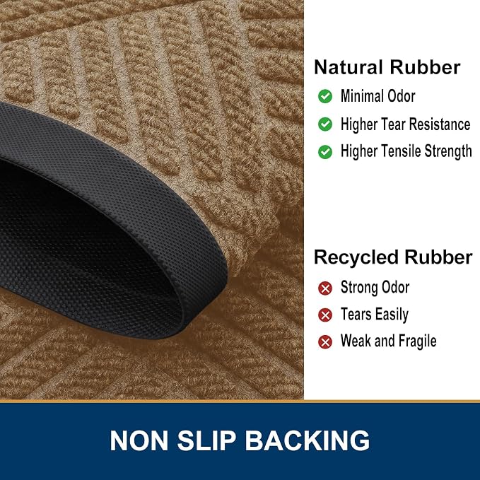 Smiry Front Door Mat Outside Entrance, Heavy Duty Outdoor Indoor Mat, Natural - Image 5