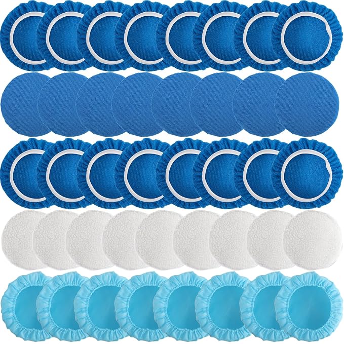 40 Pieces Polishing Bonnet Pads, Car Polisher Pad Bonnet 5-6 Inch, Car Buffer by Tivcck