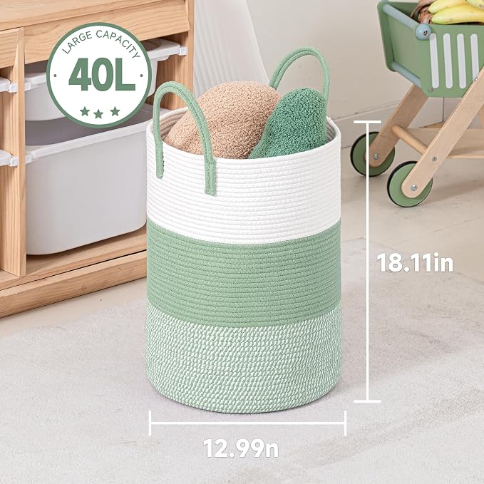 CLHMILY&Z 40L Laundry Basket Round Storage Rope Basket - Image 6