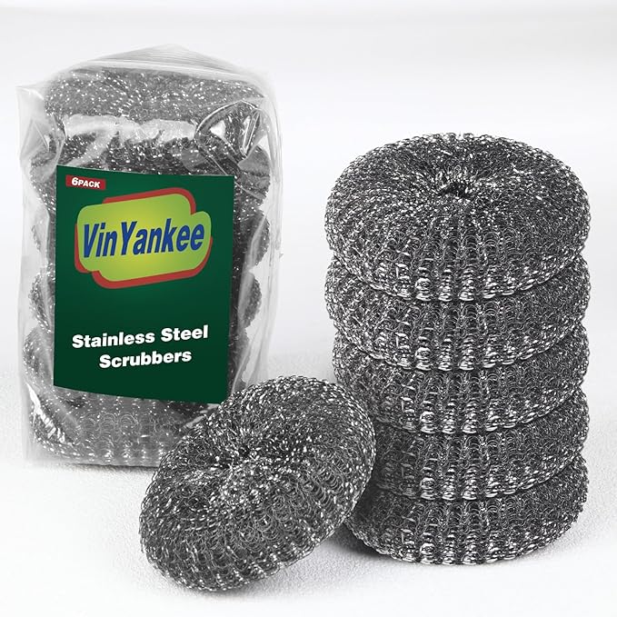 6PCS Steel Wool Scrubber Wire Sponge Set, Barbecue Grill Cleaning Scrubber Pads by VinYanKee