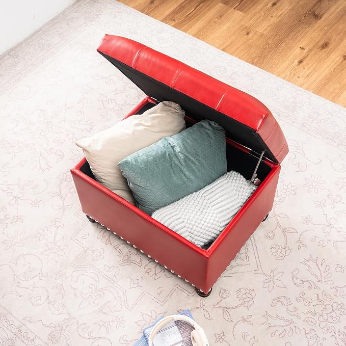 Joveco Leather Storage Ottoman - Image 2