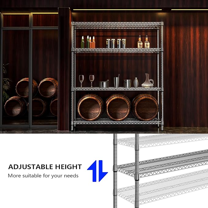 1760 LBs 4 Tier Storage Rack Metal Wire Shelving Unit, Storage Standing Shelf - Image 6