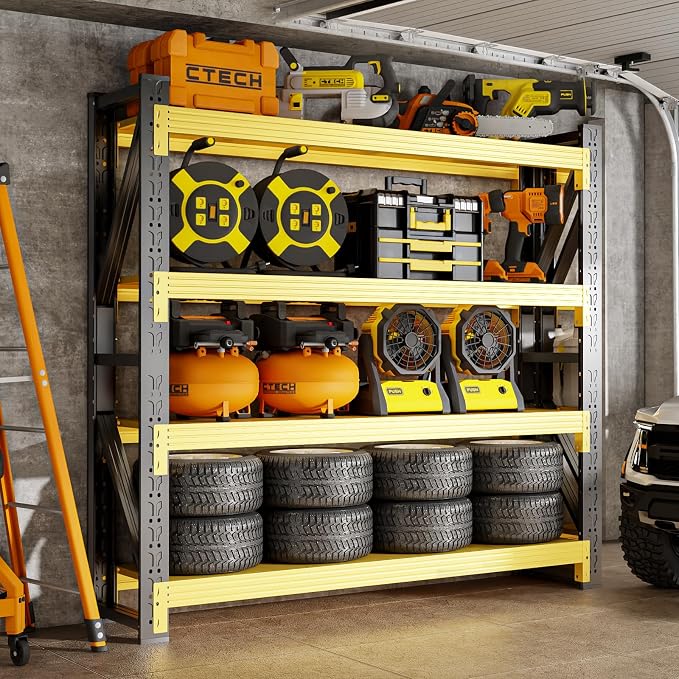 4000LBS Storage Shelves Heavy Duty, 4 Tier Adjustable Shelf, Garage Storage by IYANEN