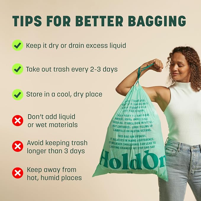 HoldOn 13-Gallon Trash Bags – Plant-based Tall Kitchen Trash Bags - Image 2