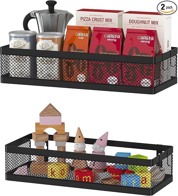 PUSDON Hanging Storage Baskets Organizer Wall Mount, Metal Wire Storage Bin Rack by PUSDON