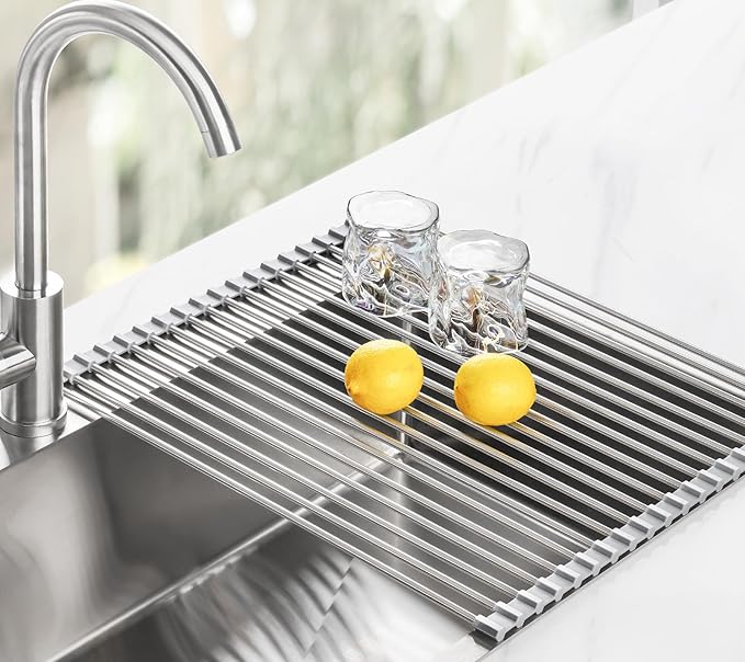 Tomorotec 21" x 15.5" Roll Up Dish Drying Rack Over Sink Drying Rack Sink Cover - Image 8