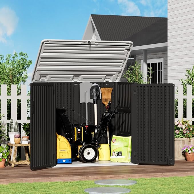 ZZM Large Outdoor Storage Shed, 48 Cu Ft Resin Versatile Storage Cabinet - Image 5