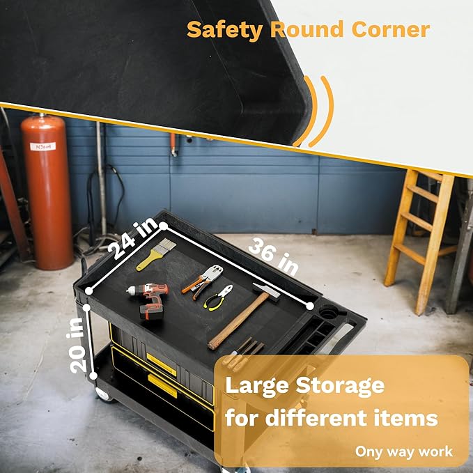 DWVO Utility Service Cart on Wheels, 45 X 25 in 550 LBS Heavy Duty Rolling Cart - Image 5