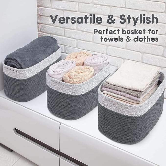 CHAT BLANC Cotton Rope Baskets for Organizing I Storage Baskets for Shelves | - Image 6
