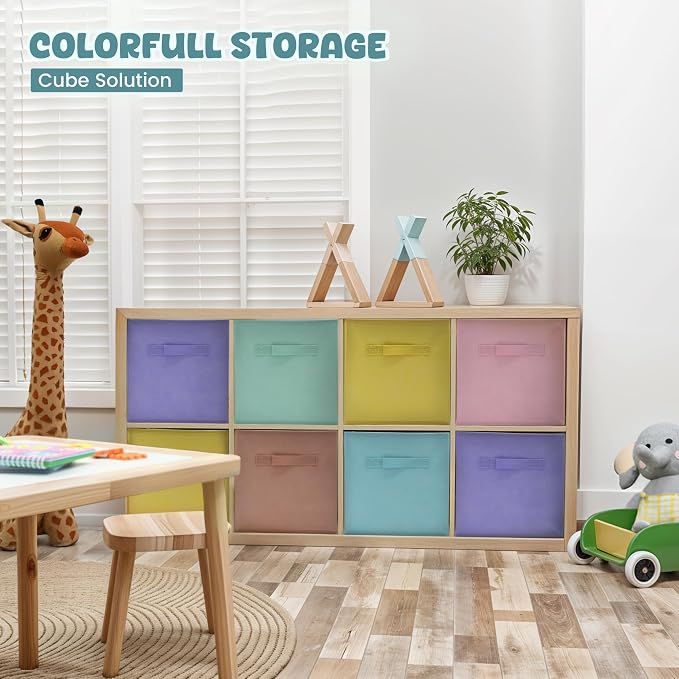 4E's Novelty 6 Pack 11 Inch Pastel Color Storage Foldable Cube Bins, Colorful - Image 2