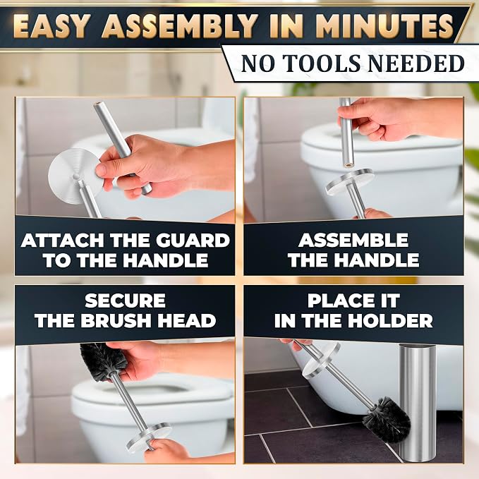 Stylish Stainless Steel Toilet Brush and Holder Set - Image 5