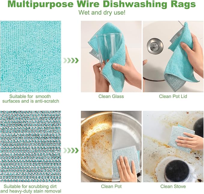 10counts Non Scratch Wire Dishcloth Multipurpose Wire Dishwashing Rag - Image 5