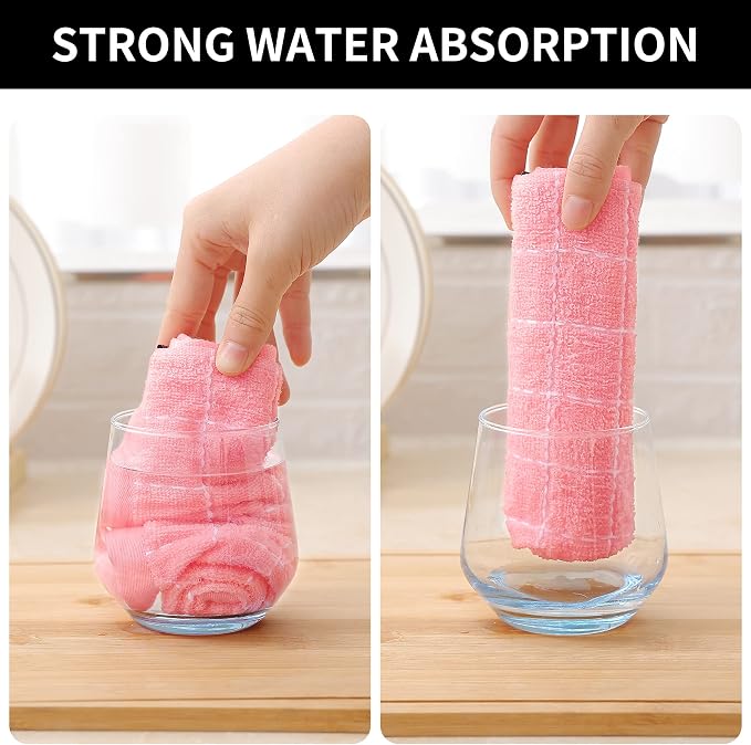 Homaxy 100% Cotton Terry Kitchen Towels, Checkered Designed, Soft and Super - Image 3
