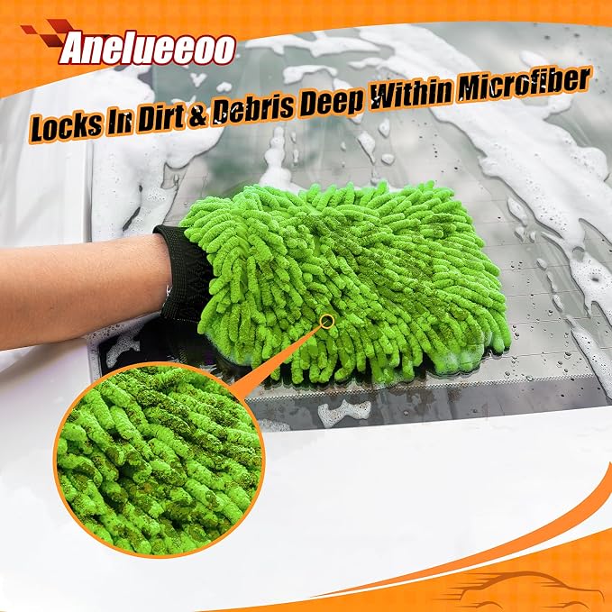 Car Wash Mitt Microfiber, Premium Chenille Microfiber Wash Car Mitts Sponge - Image 5