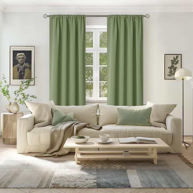 BGment Olive Green Blackout Curtains 84 Inches Length 2 Panels - Image 2